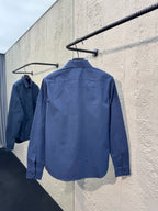Blaues Baumwoll-Langarmshirt mit Tasche – Herren