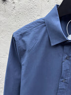 Blaues Baumwoll-Langarmshirt mit Tasche – Herren