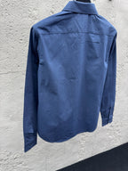 Blaues Baumwoll-Langarmshirt mit Tasche – Herren