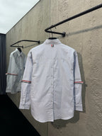 Weißes Baumwoll-Langarmshirt mit Kontrastbesatz – Herren