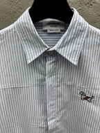 Weißes Baumwoll-Langarmshirt mit Kontrastbesatz – Herren