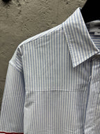 Weißes Baumwoll-Langarmshirt mit Kontrastbesatz – Herren