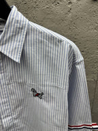 Weißes Baumwoll-Langarmshirt mit Kontrastbesatz – Herren