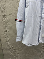 Weißes Baumwoll-Langarmshirt mit Kontrastbesatz – Herren
