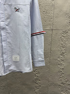 Weißes Baumwoll-Langarmshirt mit Kontrastbesatz – Herren