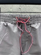 Graue Baumwoll-Bar-Streifen-Kordelzugshorts – Herren
