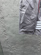 Graue Baumwoll-Bar-Streifen-Kordelzugshorts – Herren
