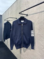 4-Bar Zip Cardigan Navy – Herren