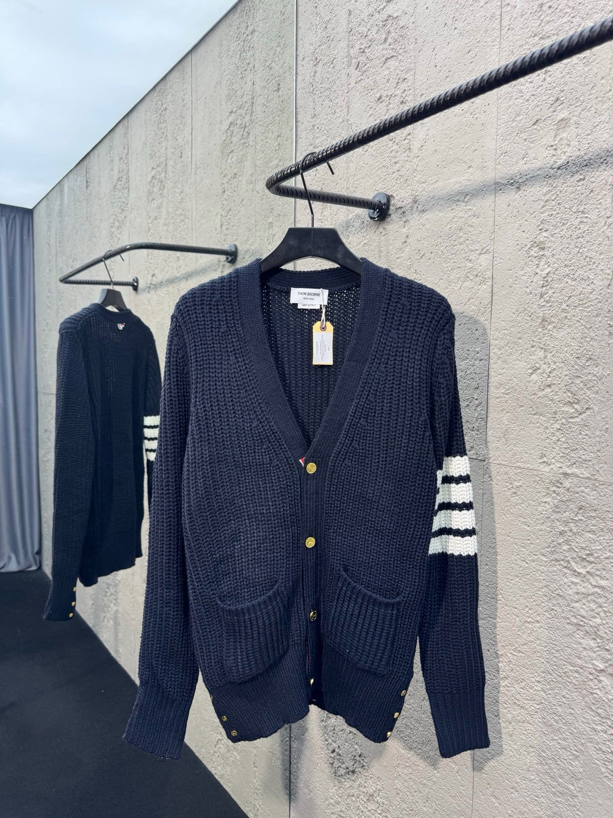 Marineblauer Rippstrick-Cardigan - Herren