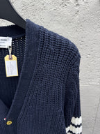 Marineblauer Rippstrick-Cardigan - Herren