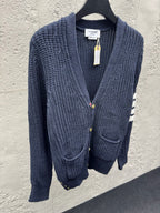 Marineblauer Rippstrick-Cardigan - Herren