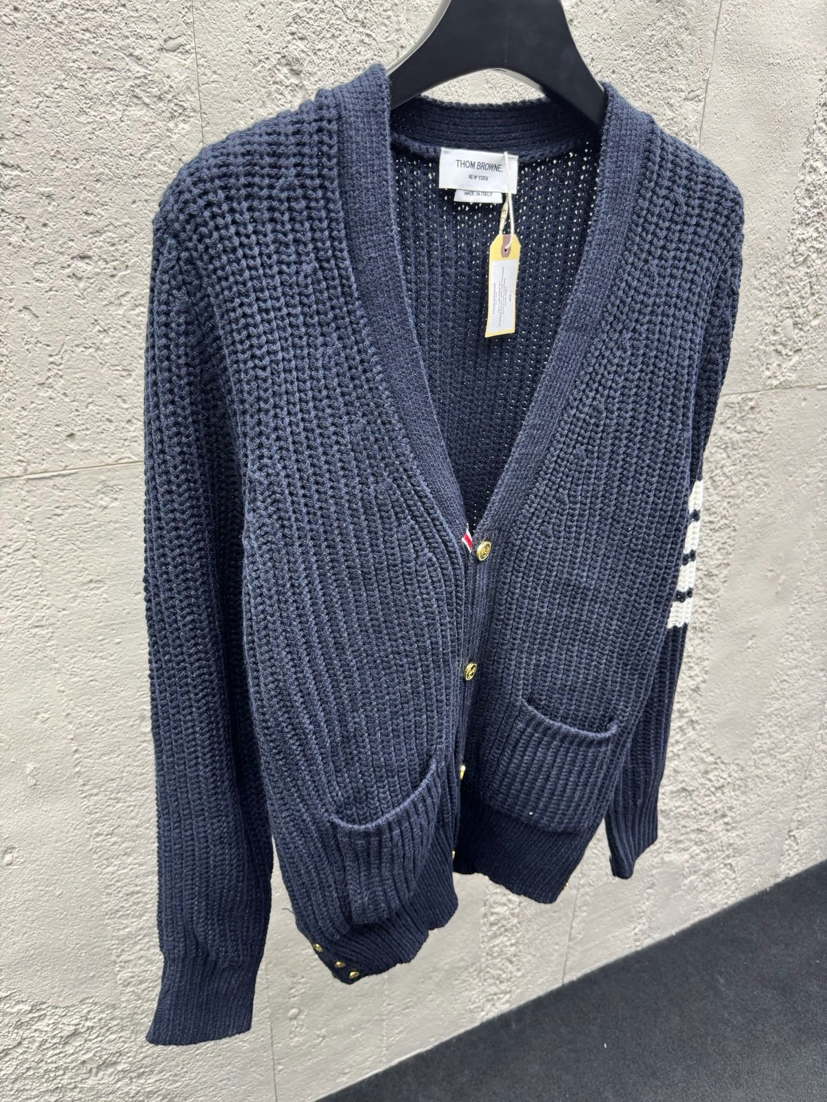 Marineblauer Rippstrick-Cardigan - Herren