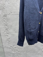 Marineblauer Rippstrick-Cardigan - Herren
