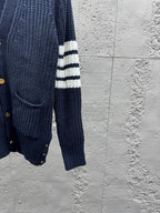 Marineblauer Rippstrick-Cardigan - Herren