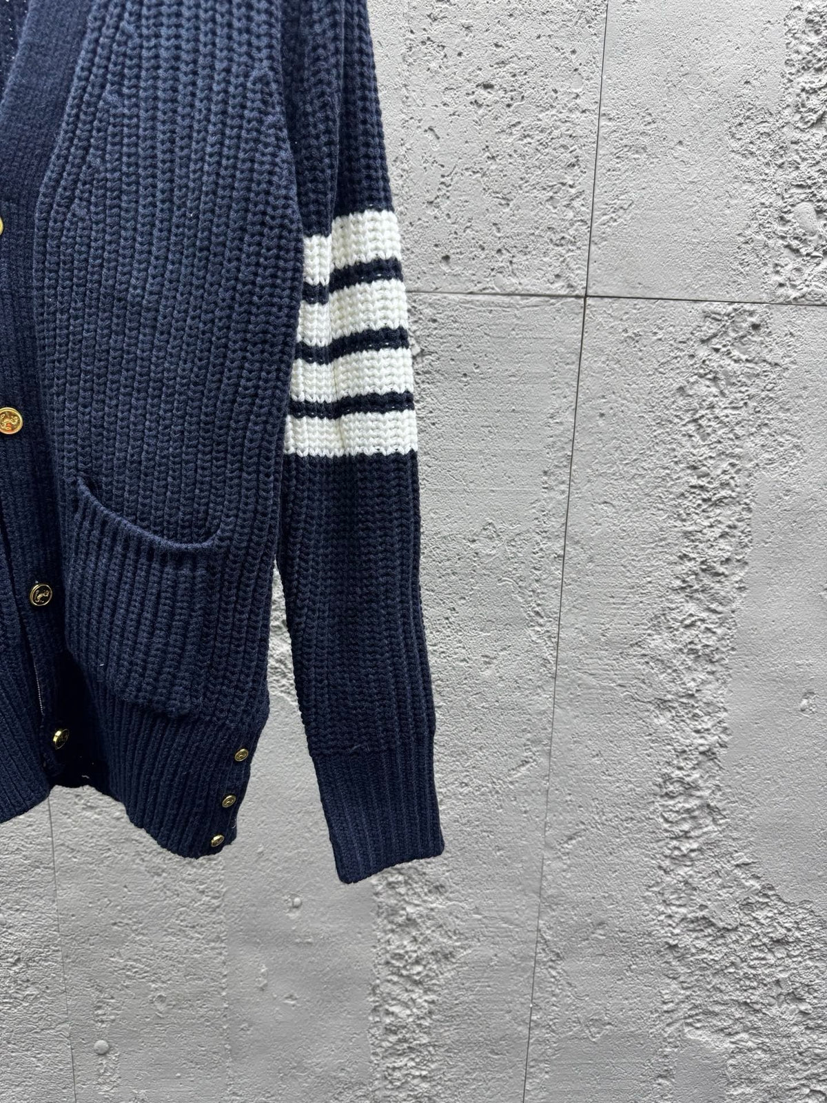 Marineblauer Rippstrick-Cardigan - Herren