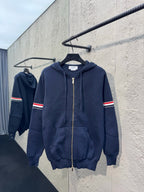 Navy Cotton Armband Stripe Zip-Through - Men's
