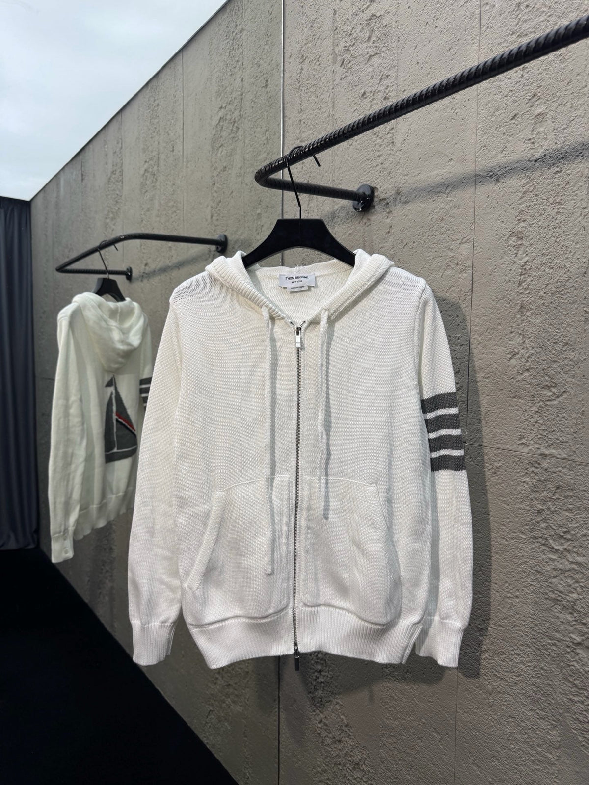 Navy Cotton Bar Stripe Zip-Through - Men's