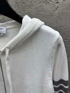 Marineblau Baumwoll-Reißverschlussjacke mit Streifenmuster – Herren