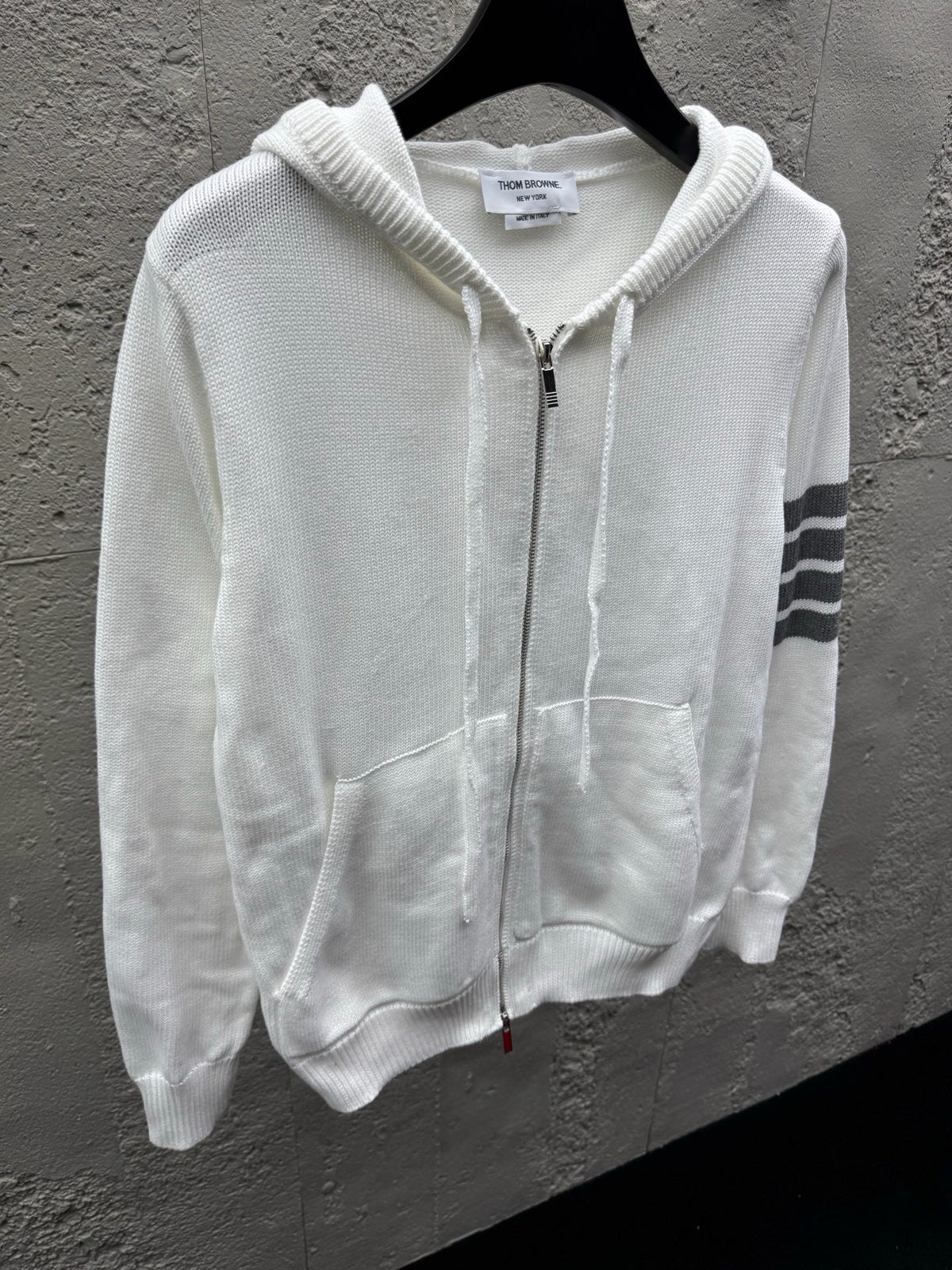 Marineblau Baumwoll-Reißverschlussjacke mit Streifenmuster – Herren