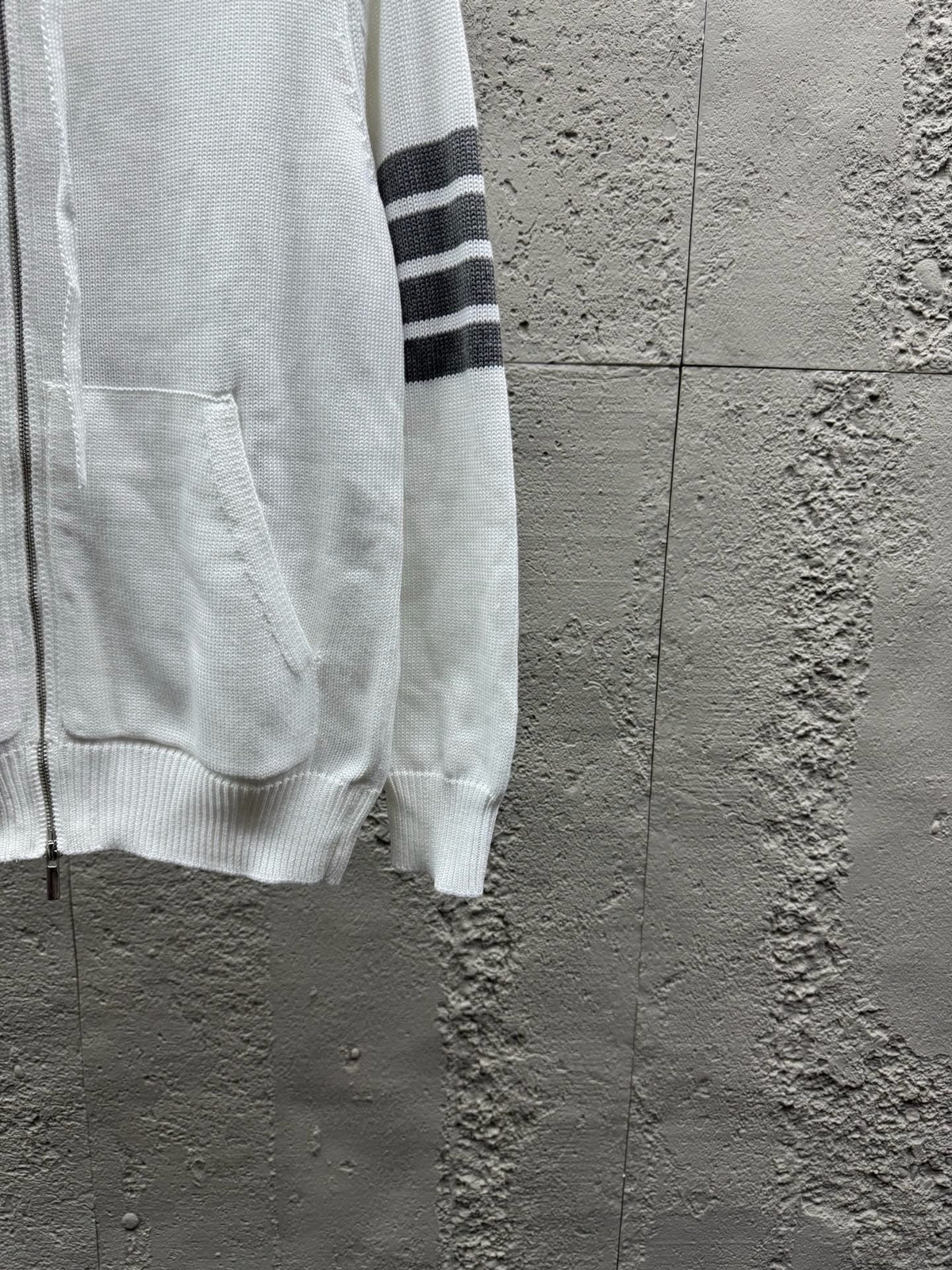 Marineblau Baumwoll-Reißverschlussjacke mit Streifenmuster – Herren