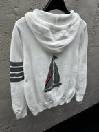 Marineblau Baumwoll-Reißverschlussjacke mit Streifenmuster – Herren