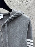 Marineblau Baumwoll-Reißverschlussjacke mit Streifenmuster – Herren