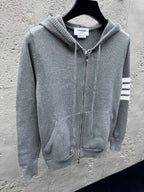 Marineblau Baumwoll-Reißverschlussjacke mit Streifenmuster – Herren