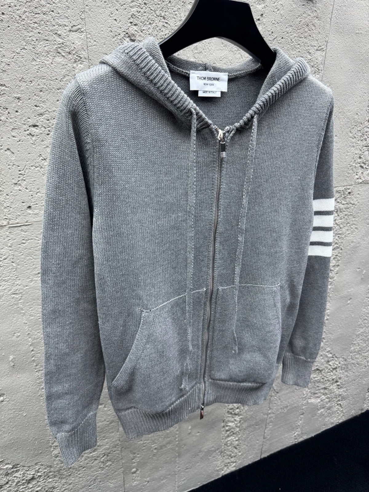 Marineblau Baumwoll-Reißverschlussjacke mit Streifenmuster – Herren