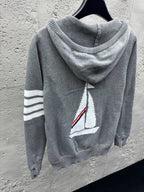 Marineblau Baumwoll-Reißverschlussjacke mit Streifenmuster – Herren