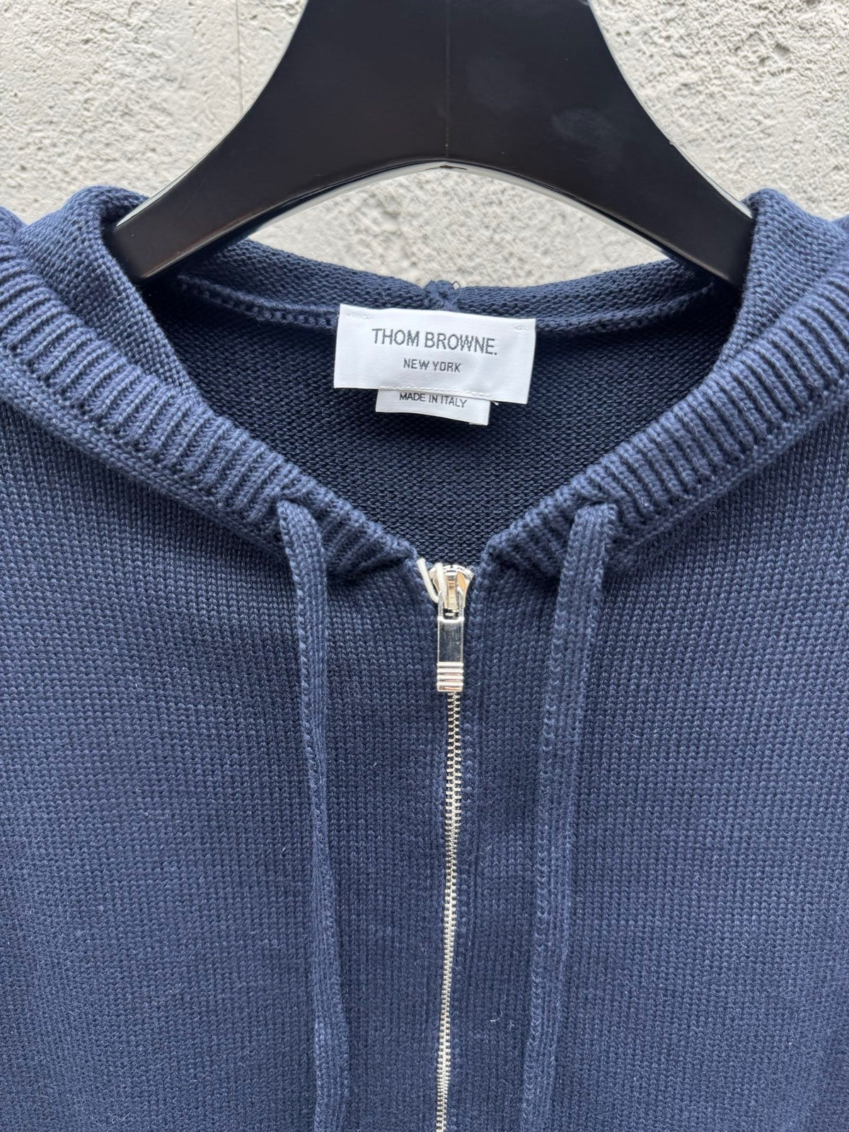 Marineblau Baumwoll-Reißverschlussjacke mit Streifenmuster – Herren