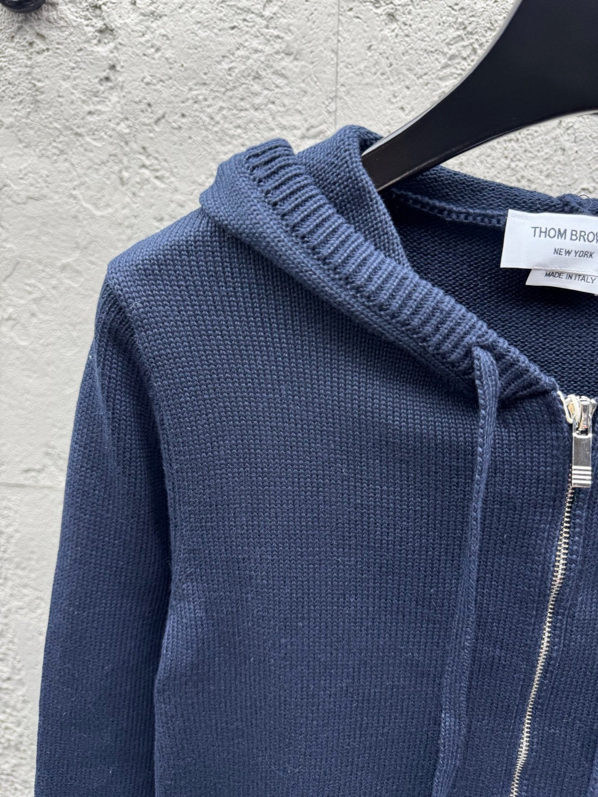 Marineblau Baumwoll-Reißverschlussjacke mit Streifenmuster – Herren