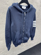 Marineblau Baumwoll-Reißverschlussjacke mit Streifenmuster – Herren