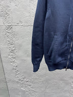 Marineblau Baumwoll-Reißverschlussjacke mit Streifenmuster – Herren