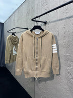 Marineblau Baumwoll-Reißverschlussjacke mit Streifenmuster – Herren