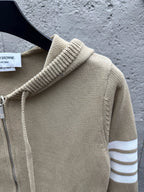 Marineblau Baumwoll-Reißverschlussjacke mit Streifenmuster – Herren