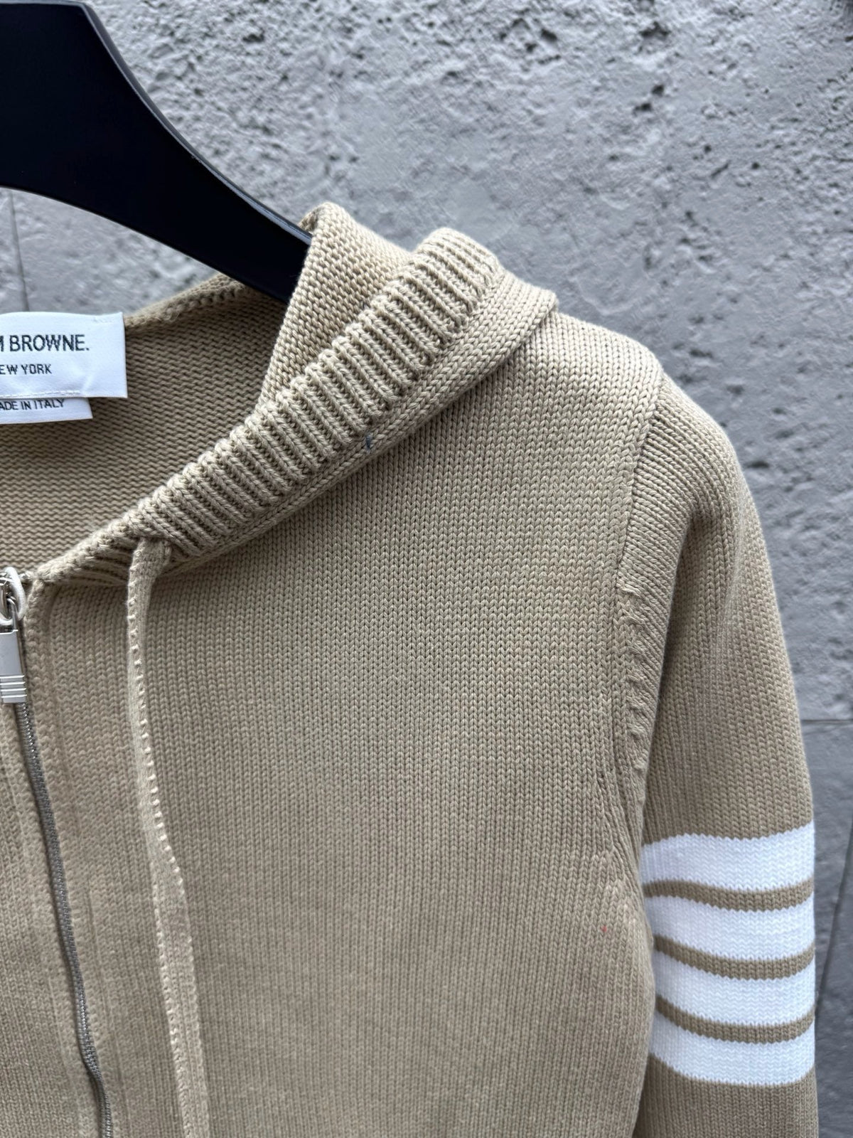 Marineblau Baumwoll-Reißverschlussjacke mit Streifenmuster – Herren