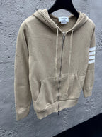 Marineblau Baumwoll-Reißverschlussjacke mit Streifenmuster – Herren