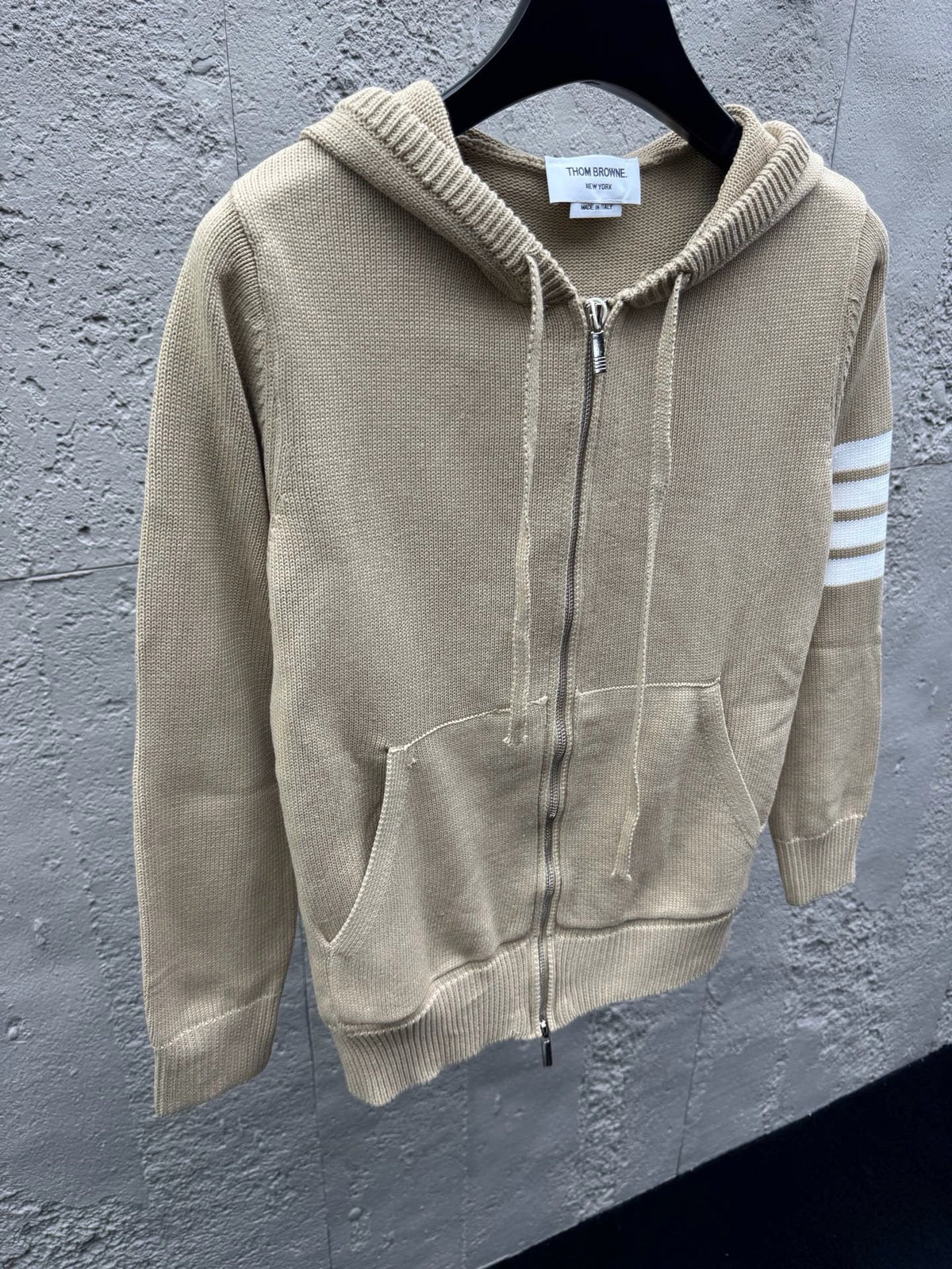 Marineblau Baumwoll-Reißverschlussjacke mit Streifenmuster – Herren