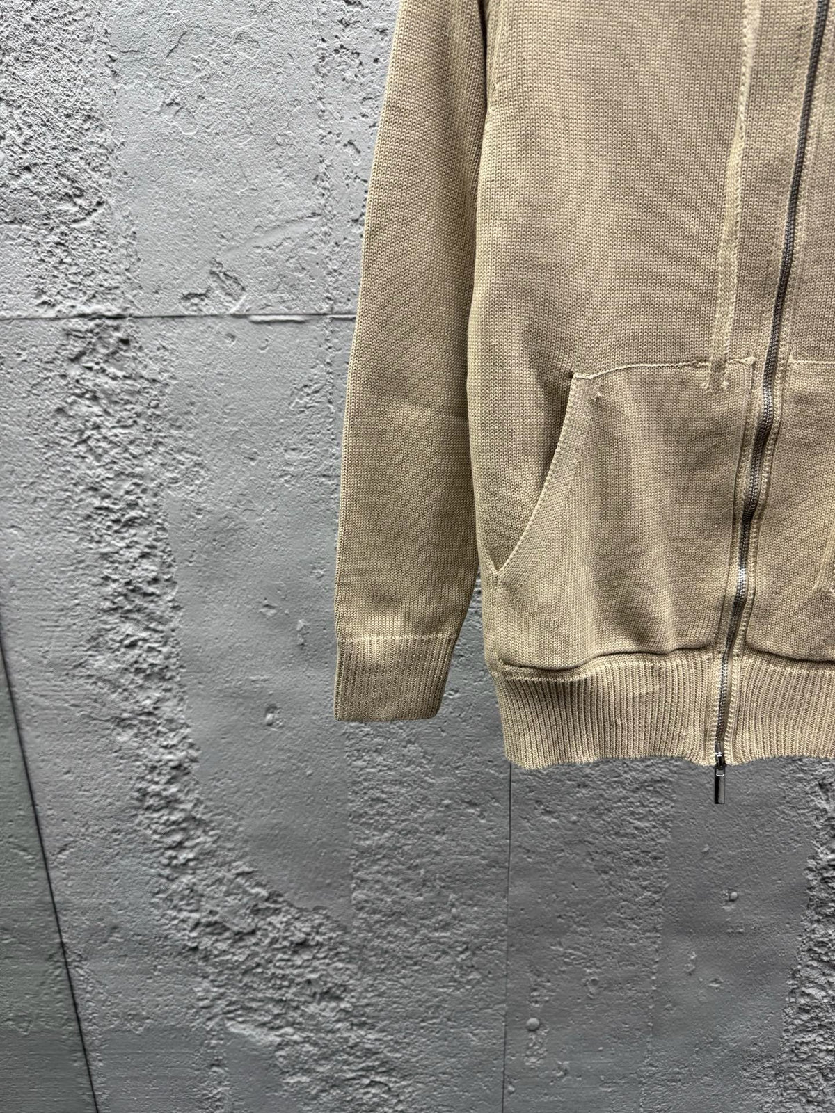 Marineblau Baumwoll-Reißverschlussjacke mit Streifenmuster – Herren