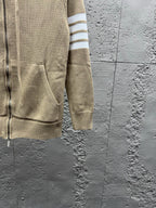 Marineblau Baumwoll-Reißverschlussjacke mit Streifenmuster – Herren