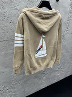 Marineblau Baumwoll-Reißverschlussjacke mit Streifenmuster – Herren