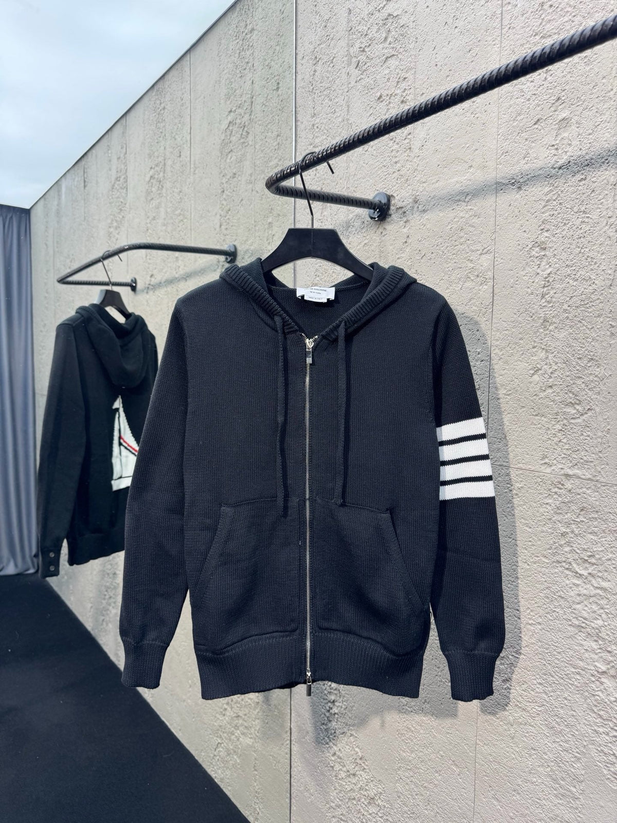 Navy Cotton Bar Stripe Zip-Through - Men's