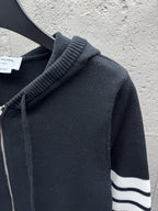 Marineblau Baumwoll-Reißverschlussjacke mit Streifenmuster – Herren