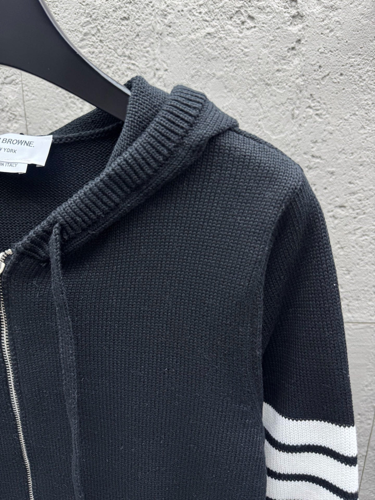 Marineblau Baumwoll-Reißverschlussjacke mit Streifenmuster – Herren