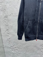 Marineblau Baumwoll-Reißverschlussjacke mit Streifenmuster – Herren