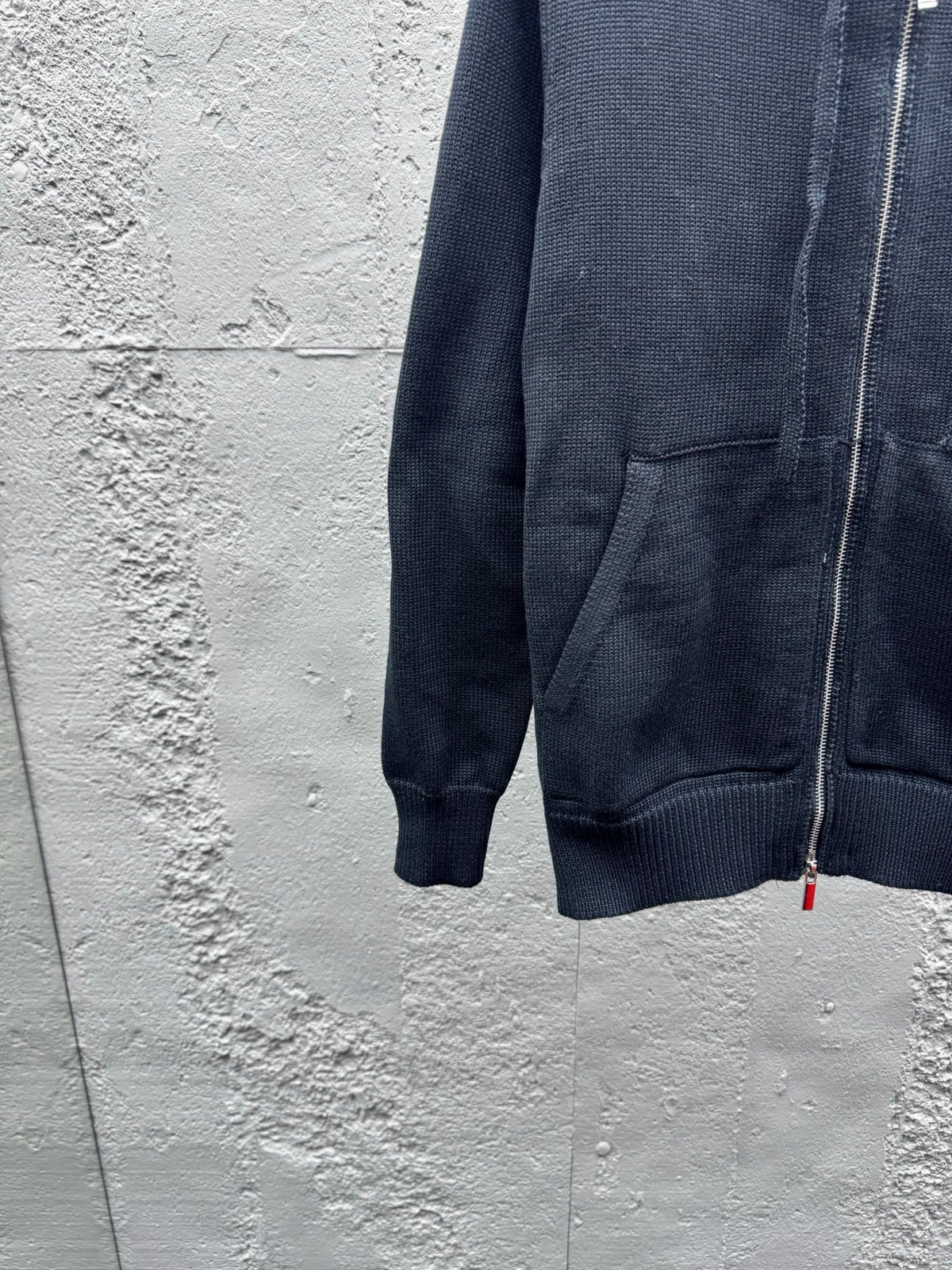 Marineblau Baumwoll-Reißverschlussjacke mit Streifenmuster – Herren