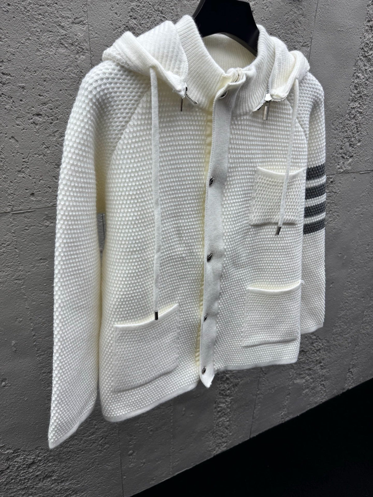 4-Bar Hooded Cardigan Navy - Men's