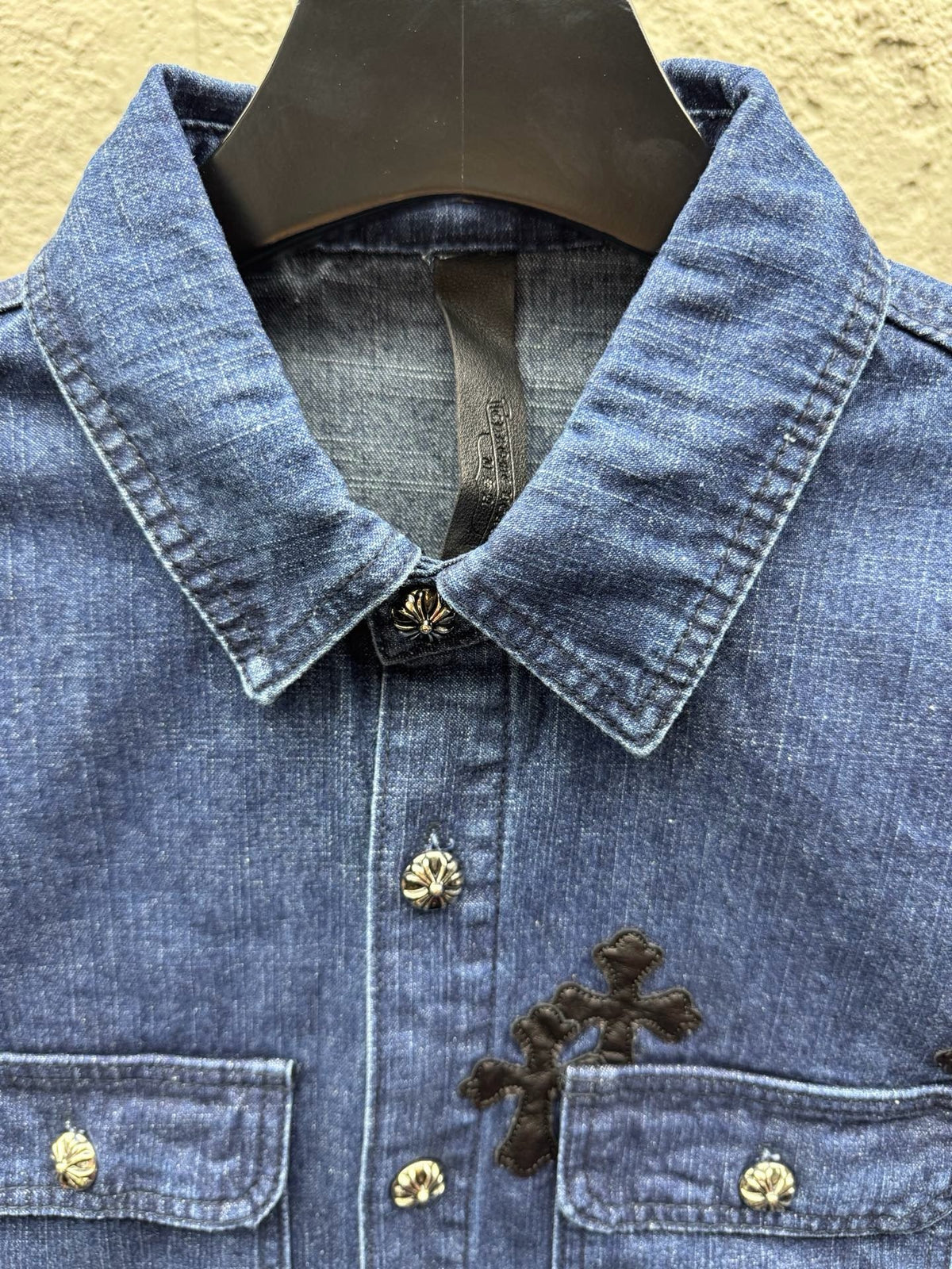 Blaue Jeans-Overshirt mit Stickerei – Herren
