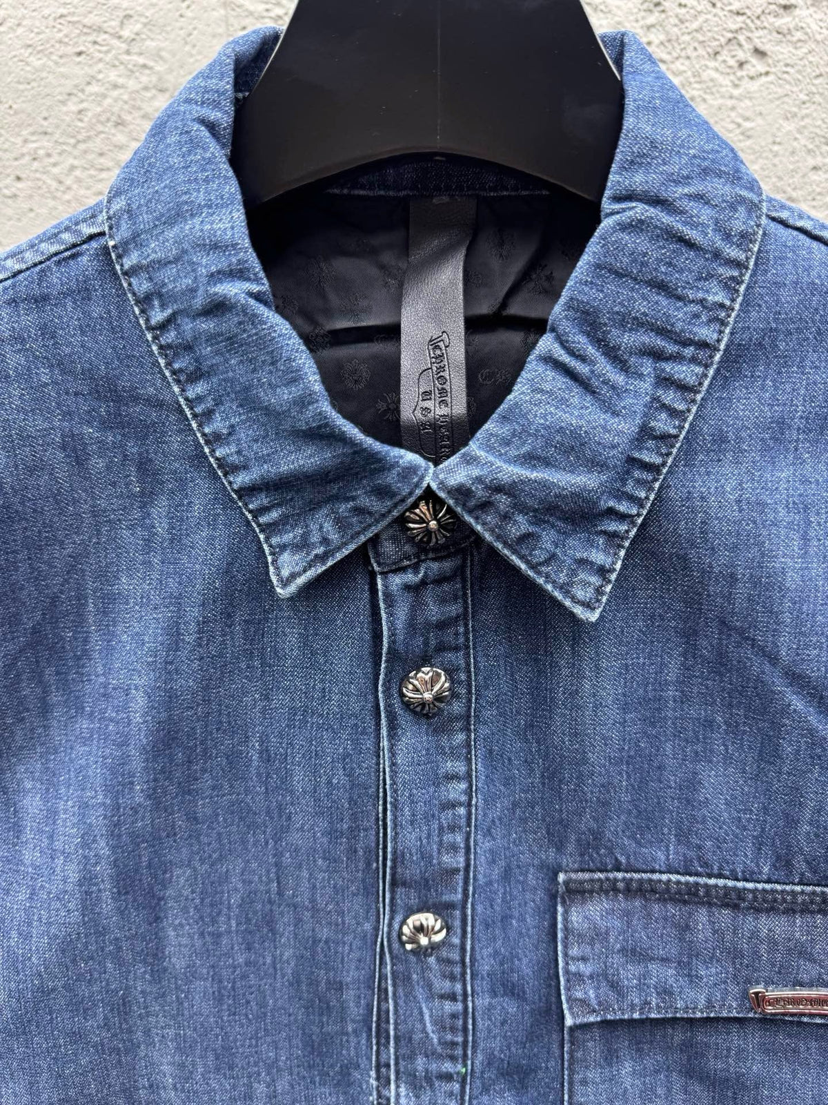 Blue Denim Sleeve Print Overshirt – Herren
