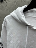 White Cotton Sleeve Print Zip-Through - Men's